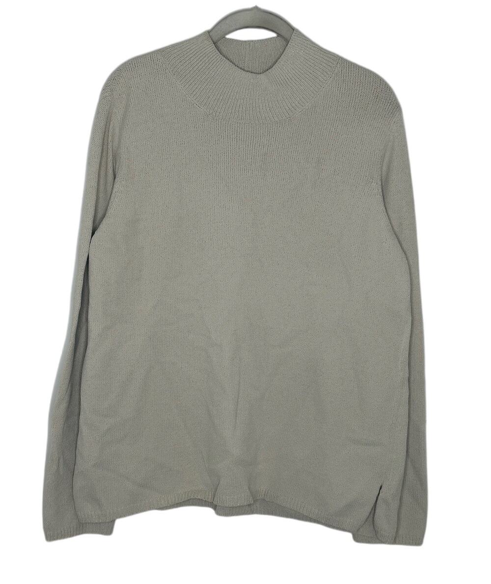 Duna Crewneck Sweater Womens Hand Loomed in California Ivory Viscose Knit Sz L